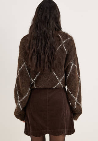 Corduroy Mini Skirt Brown