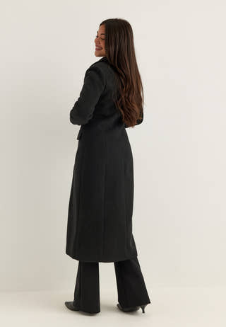 Shaped Wool Blend Coat Black