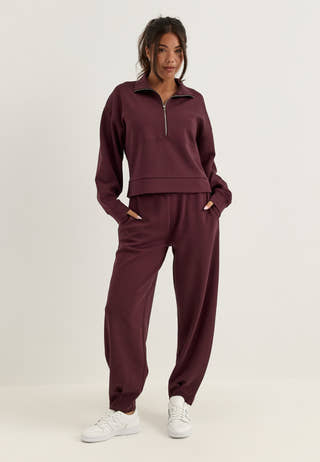 High Collar Half Zip Sweater Purple