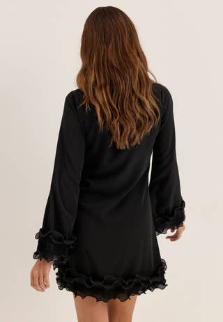 A-line Flounce Dress Black