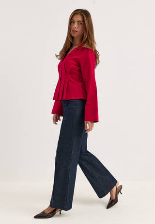 Shaped Cotton Shirt Red