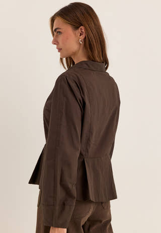 Peplum Cotton Shirt Brown