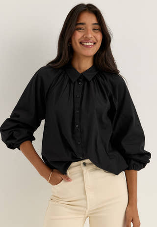 Balloon Cotton Shirt Black