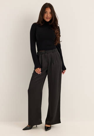 Satin Trousers Black