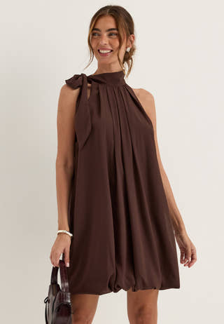 Balloon Tie Dress Purple