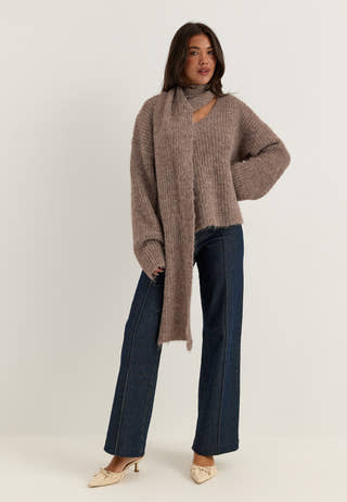 Knitted Scarf Sweater Brown