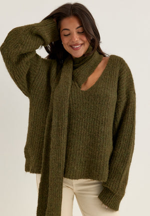 Knitted Scarf Sweater Green