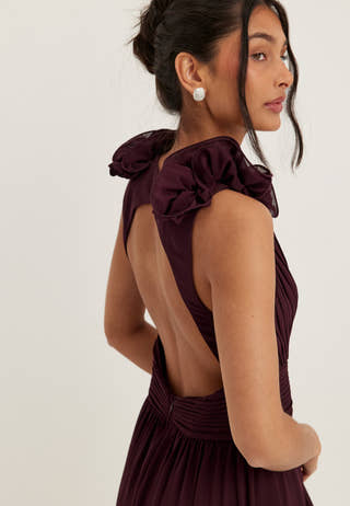 Frill Ruffle Chiffon Gown Purple