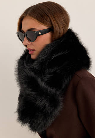 Faux Fur Scarves Black