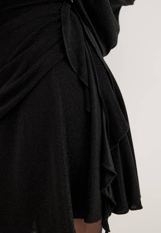 Puff Sleeve Sparkling Short Dress Black