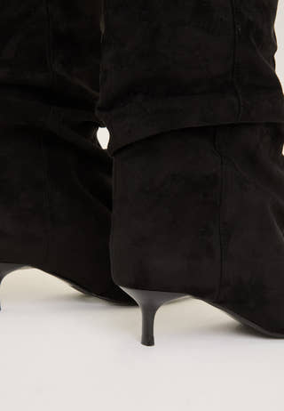 Slouchy Faux Suede Boot Black