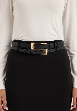 Double Buckle Waist Belt Gold