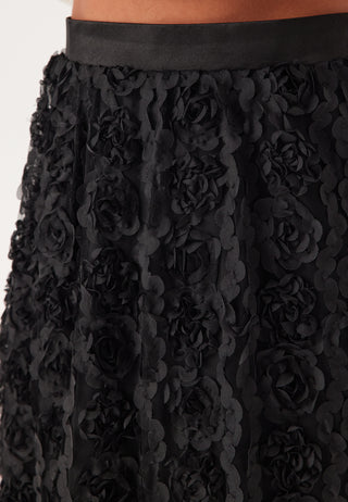 3D Flower Midi Skirt