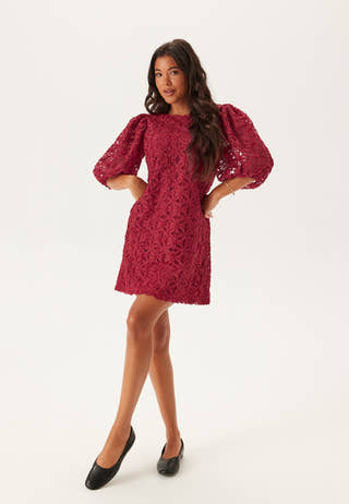 3D Flower Puff Sleeve Dress