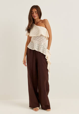 Asymmetric Frill Lace Top