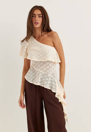Asymmetric Frill Lace Top