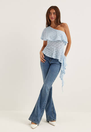 Asymmetric Frill Lace Top
