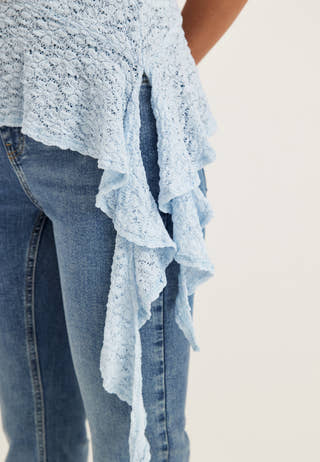 Asymmetric Frill Lace Top