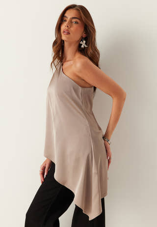 Asymmetric Satin Blouse