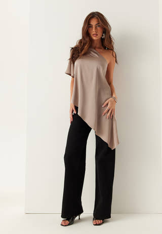 Asymmetric Satin Blouse