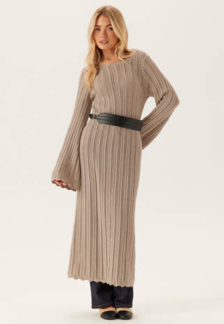 Boat Neck Structure Knitted Dress