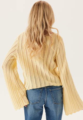 Boat Neck Structure Knitted Sweater