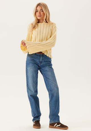 Boat Neck Structure Knitted Sweater