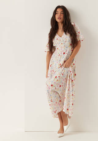 Butterfly Sleeve Viscose Maxi Dress