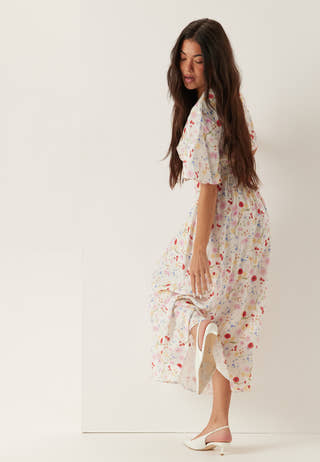 Butterfly Sleeve Viscose Maxi Dress