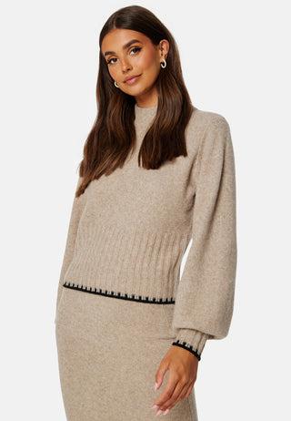bubbleroom-contrast-edge-knitted-sweater-beige-melange