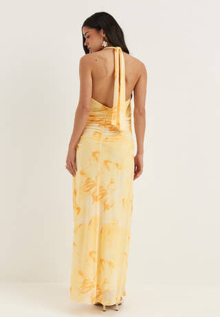 Drapy Halterneck Mesh Dress