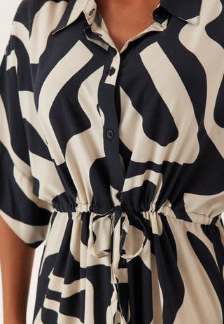 Drawstring Viscose Shirt Dress