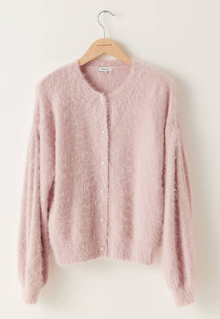 Fluffy Knitted Pearl Cardigan