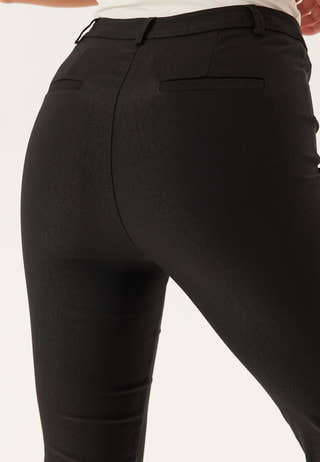 High Waist Stretchy Cropped Slit Trousers