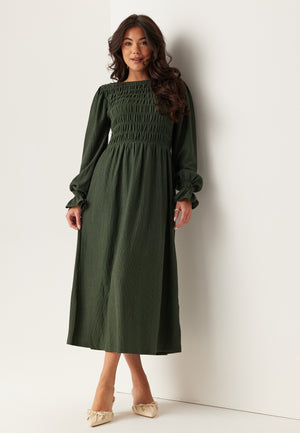 Structure Long Sleeve Midi Dress