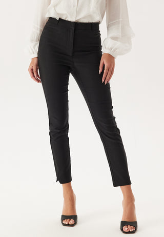 High Waist Stretchy Ankle Slit Trousers