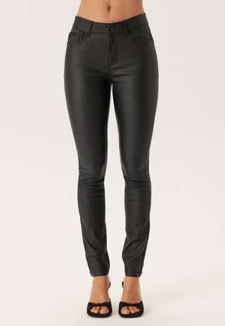 Mid Waist Push-up Coated Slim Jeans