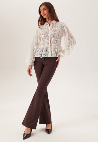 Mid Waist Stretchy Flared Trousers