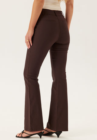 Mid Waist Stretchy Flared Trousers