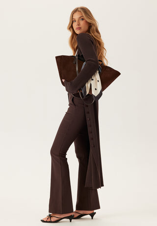 Mid Waist Stretchy Flared Trousers