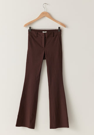 Mid Waist Stretchy Flared Trousers