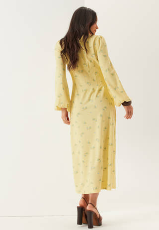 Midi Button Volume Sleeve Dress