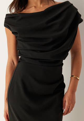 Asymmetric Draped Maxi Dress