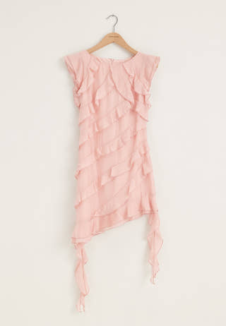 Asymmetric Frill Short Dress