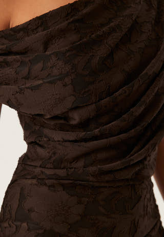 Asymmetric Jacquard Stretch Ankle Dress