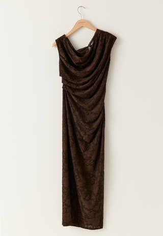 Asymmetric Jacquard Stretch Ankle Dress