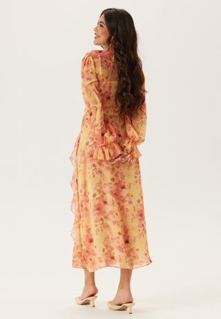 Belted Chiffon Midi Dress