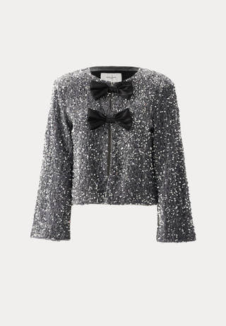 Bow Sequin Velvet Jacket