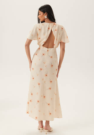 Butterfly Sleeve Ankle Dress