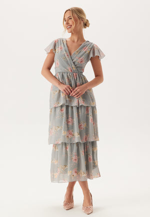 Butterfly Sleeve Flounce Dress